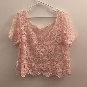 Baby pink lace top